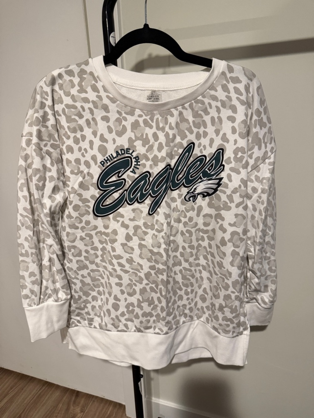 Philadelphia Eagles Women's White Leopard Print Tunic Sweatshirt